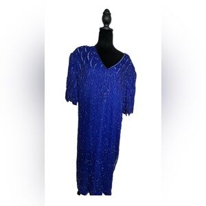 BRILLIANTE BY J.A Stunning Blue Beaded Dress